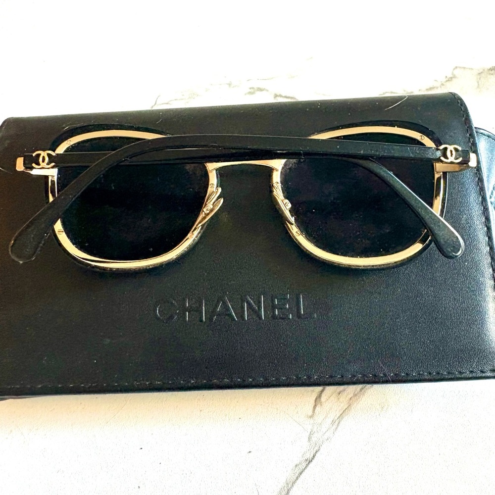 CHANEL Gold and Black Sunglasses - Picture 2 of 2